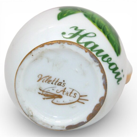 Miniature Violettas Art Hawaii Ceramic Vase Red Floral Design & Gold Accent Trim - Picture 6 of 6